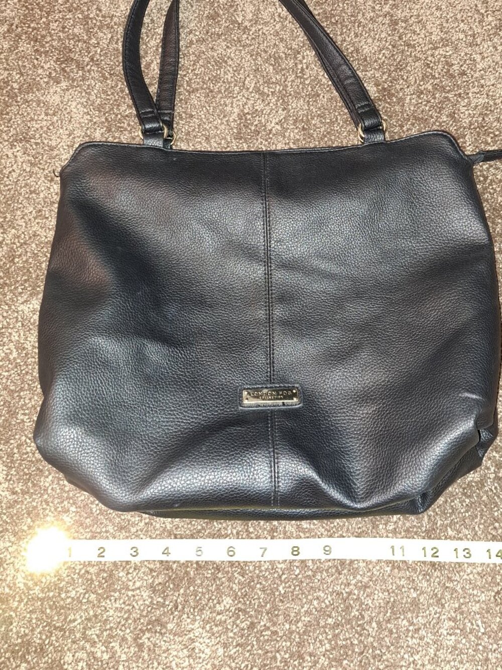 London Fog Collection Floriana satchel made from black pebbled vegan leather - Picture 4 of 10